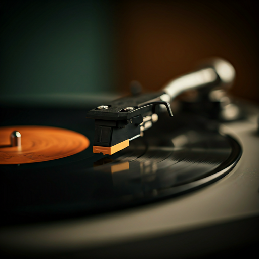 Vinyl op een draaitafel in warme sfeer